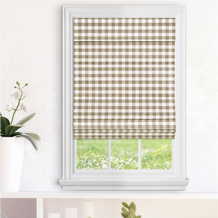 Gracie Oaks Cordless Plaid Gingham Room Darkening Roman Shade & Reviews